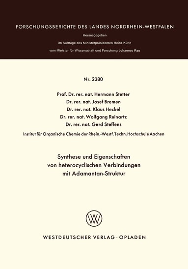 Hermann Stetter - Synthese und Eigenschaften von heterocyclischen Verbindungen mit Adamantan-Struktur, Häftad
