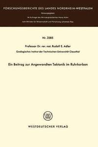 bokomslag Ein Beitrag zur Angewandten Tektonik im Ruhrkarbon