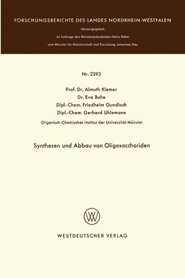 bokomslag Synthesen und Abbau von Oligosacchariden