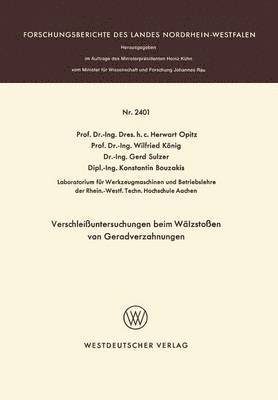 bokomslag Verschleißuntersuchungen beim Wälzstoßen von Geradverzahnungen