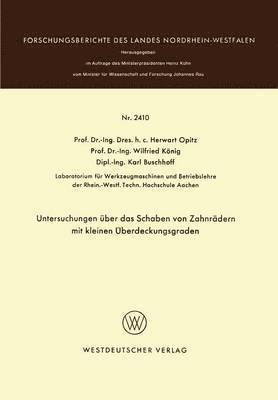 bokomslag Untersuchungen ber das Schaben von Zahnrdern mit kleinen berdeckungsgraden