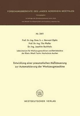 bokomslag Entwicklung einer pneumatischen Meßsteuerung zur Automatisierung der Werkzeugmaschine