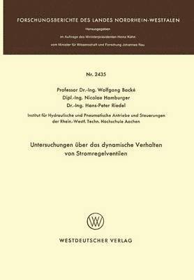 bokomslag Untersuchungen ber das dynamische Verhalten von Stromregelventilen