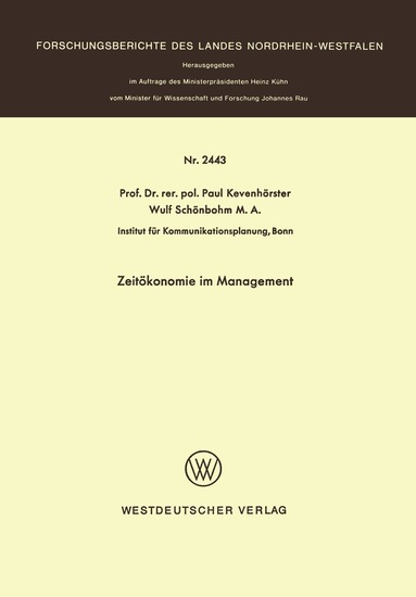 Paul Kevenhörster - Zeitökonomie im Management, Häftad