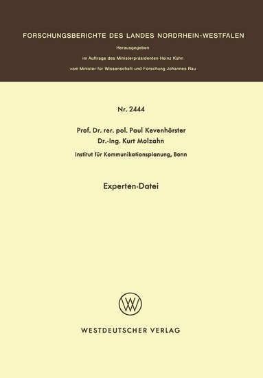 Paul Kevenhörster - Experten-Datei, Häftad