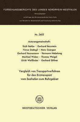 bokomslag Vergleich von Transportverfahren fr den Erztransport vom Seehafen zum Ruhrgebiet