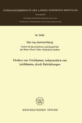 bokomslag Frdern von Frischbeton, insbesondere von Leichtbeton, durch Rohrleitungen