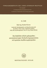 bokomslag Die Stabilitt einfach gekoppelter, parametererregter Drehschwingungssysteme mit typischen Ausfhrungsbeispielen