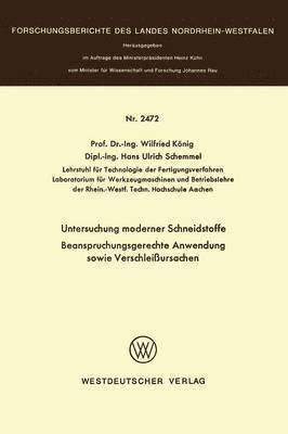 bokomslag Untersuchung moderner Schneidstoffe Beanspruchungsgerechte Anwendung sowie Verschleißursachen