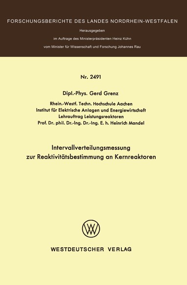 Gerd Grenz - Intervallverteilungsmessung zur Reaktivitätsbestimmung an Kernreaktoren, Häftad
