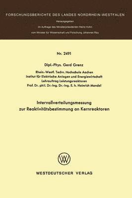 Gerd Grenz - Intervallverteilungsmessung zur Reaktivitätsbestimmung an Kernreaktoren, Häftad