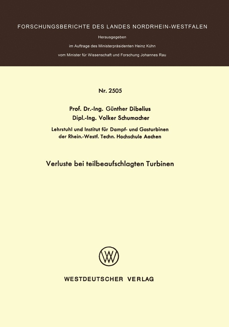 Günther Dibelius - Verluste bei teilbeaufschlagten Turbinen, Häftad