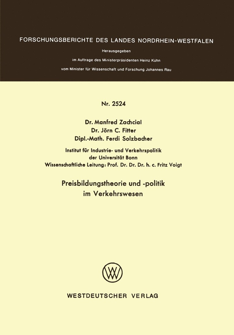 Manfred Zachcial - Preisbildungstheorie und -politik im Verkehrswesen, Häftad