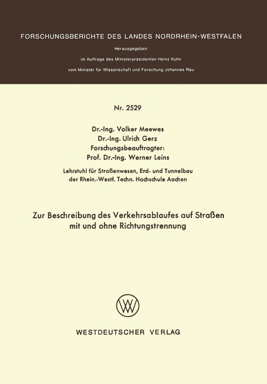 bokomslag Zur Beschreibung des Verkehrsablaufes auf Straen mit und ohne Richtungstrennung