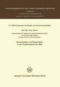 bokomslag Konzentration und Kooperation in der Textilwirtschaft der BRD