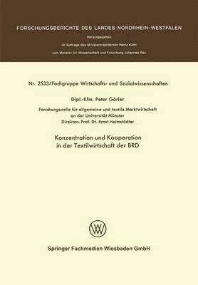 bokomslag Konzentration und Kooperation in der Textilwirtschaft der BRD