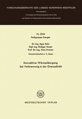 Egon Buhr - Konvektiver Wärmeübergang bei Verbrennung in der Grenzschicht, Häftad