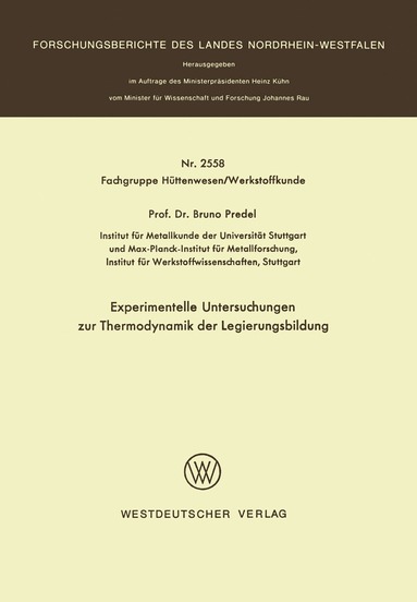 bokomslag Experimentelle Untersuchungen zur Thermodynamik der Legierungsbildung