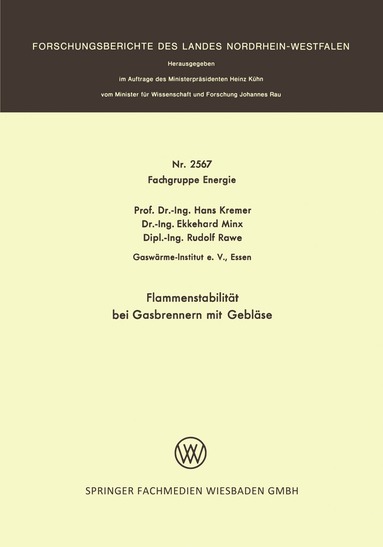 Hans Kremer - Flammenstabilität bei Gasbrennern mit Gebläse, Häftad