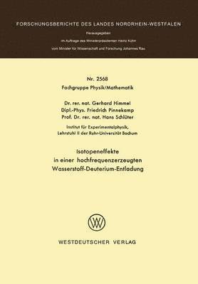 bokomslag Isotopeneffekte in einer hochfrequenzerzeugten Wasserstoff-Deuterium-Entladung