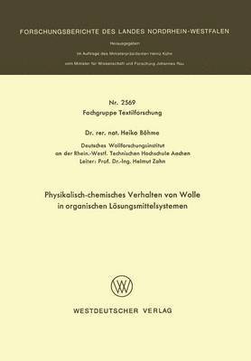 bokomslag Physikalisch-chemisches Verhalten von Wolle in organischen Lösungsmittelsystemen