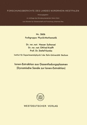 bokomslag Ionen-Extraktion aus Gasentladungsplasmen: Dynamische Sonde zur Ionen-Extraktion