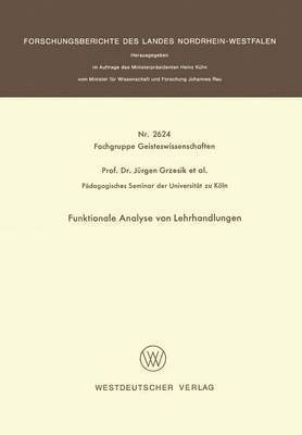bokomslag Funktionale Analyse von Lehrhandlungen