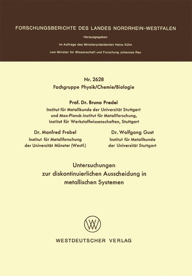 bokomslag Untersuchungen zur diskontinuierlichen Ausscheidung in metallischen Systemen