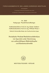 bokomslag Periodische Wechsel-Reduktionselektrolyse von Spurstein unter Gewinnung von umformfähigem Elektrolytkupfer und Elementarschwefel