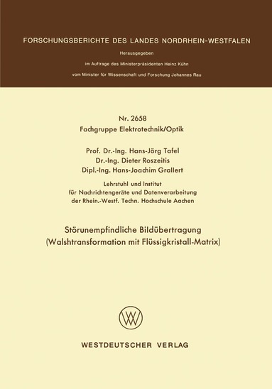 Hans Jörg Tafel - Störunempfindliche Bildübertragung, Häftad