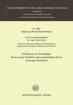 bokomslag Erarbeitung von Grundlagen fr ein neues Verfahren zum automatischen Garen mit langer Vorlaufzeit