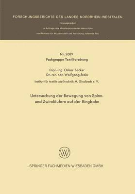 bokomslag Untersuchung der Bewegung von Spinn- und Zwirnlufern auf der Ringbahn