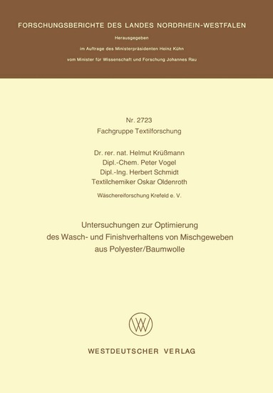 Helmut Krüssmann - Untersuchungen zur Optimierung des Wasch- und Finishverhaltens von Mischgeweben aus Polyester/Baumwolle, Häftad