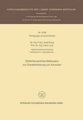 bokomslag Zeitkontinuierliches Mesystem zur Charakterisierung von Aerosolen