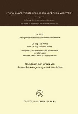 Rolf Klima - Grundlagen zum Einsatz von Prozeß-Steuerungsanlagen an Industrieöfen, Häftad