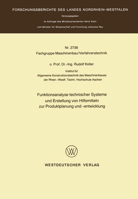 bokomslag Funktionsanalyse technischer Systeme und Erstellung von Hilfsmitteln zur Produktplanung und -entwicklung