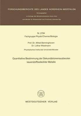 bokomslag Quantitative Bestimmung der Sekundärionenausbeuten sauerstoffbedeckter Metalle