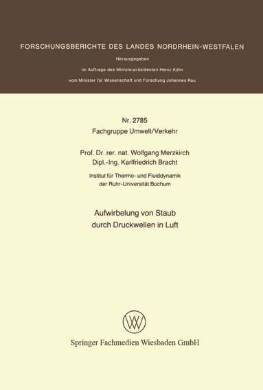Wolfgang Merzkirch - Aufwirbelung von Staub durch Druckwellen in Luft, Häftad