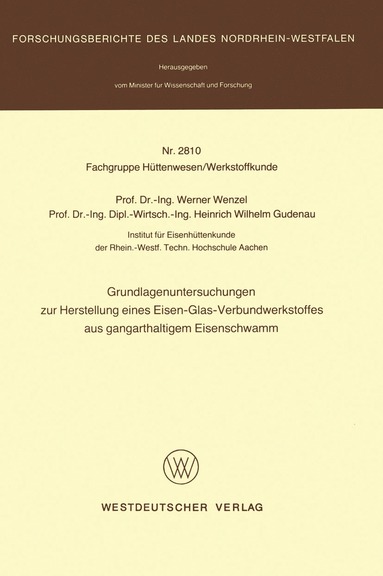 bokomslag Grundlagenuntersuchungen zur Herstellung eines Eisen-Glas-Verbundwerkstoffes aus gangarthaltigem Eisenschwamm