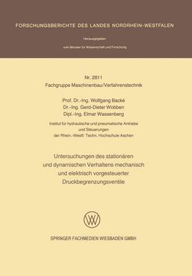 bokomslag Untersuchungen des stationren und dynamischen Verhaltens mechanisch und elektrisch vorgesteuerter Druckbegrenzungsventile