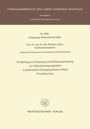 bokomslag Ein Beitrag zur Erfassung und Weiterverarbeitung von Oberschwingungsdaten in elektrischen Energiesystemen mittels Prozeßrechner