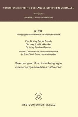Günter Dittrich, Gunter Dittrich - Berechnung von Maschinenschwingungen mit einem programmierbaren Tischrechner, Häftad