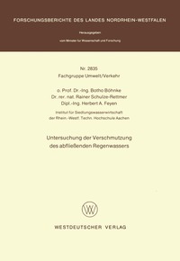 bokomslag Untersuchung der Verschmutzung des abfließenden Regenwassers