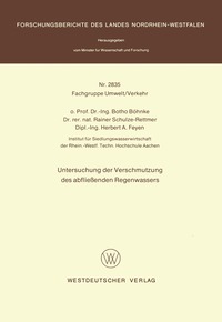 bokomslag Untersuchung der Verschmutzung des abflieenden Regenwassers