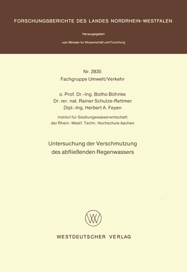 Botho Böhnke - Untersuchung der Verschmutzung des abfließenden Regenwassers, Häftad