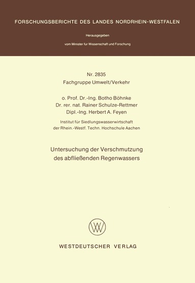 bokomslag Untersuchung der Verschmutzung des abflieenden Regenwassers