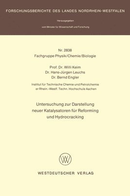 bokomslag Untersuchung zur Darstellung neuer Katalysatoren für Reforming und Hydrocracking