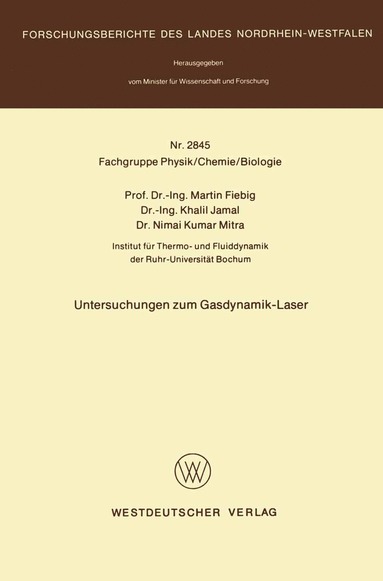 bokomslag Untersuchungen zum Gasdynamik-Laser