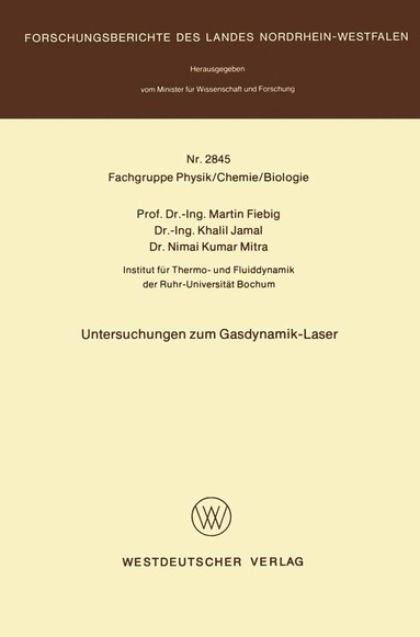 bokomslag Untersuchungen zum Gasdynamik-Laser