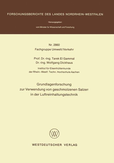 bokomslag Grundlagenforschung zur Verwendung von geschmolzenen Salzen in der Luftreinhaltungstechnik